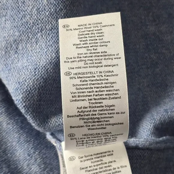 Hobbs London Merino Wool Cashmere Funnel Neck Sweater Blue XS Soft Cozy Winter - Picture 9 of 10